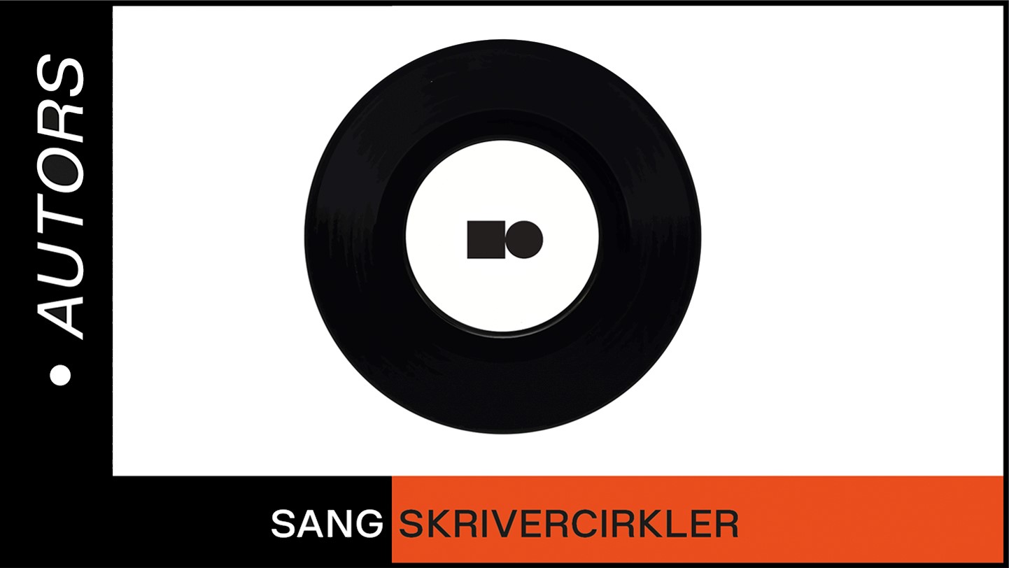 Et sort/hvidt billede af en plade med ordene 'sang skriverkrikler' i et forfatters sangskrivercirkler-netværk.
