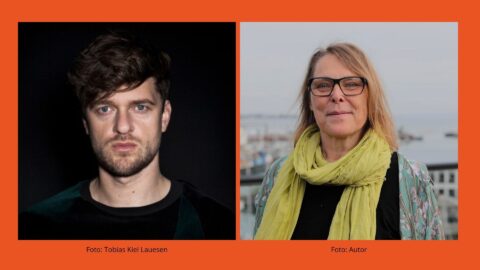 Portrætter side om side: til venstre en mand med kort brunt hår og skægstubbe på en sort baggrund; til højre en kvinde med briller og grønt tørklæde i det fri.