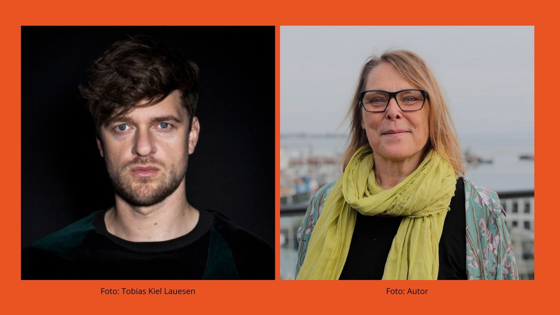 Portrætter side om side: til venstre en mand med kort brunt hår og skægstubbe på en sort baggrund; til højre en kvinde med briller og grønt tørklæde i det fri.